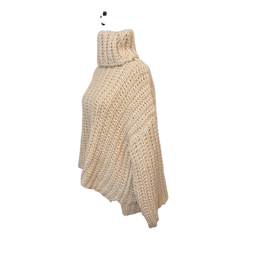 ZARA Chunky Knit‎ Oversized Small Turtleneck Cozy Sweater Cream - Picture 5 of 8